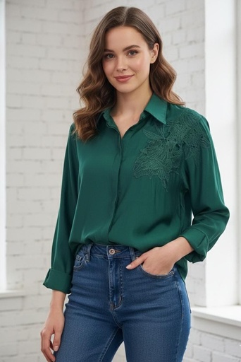 MICHEL BLUSA VERDE FLRS ZZ43776V