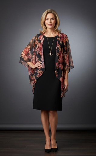 SANDRA DARREN CHAQ.VESTIDO NEGRO.FLRS ZZ77653