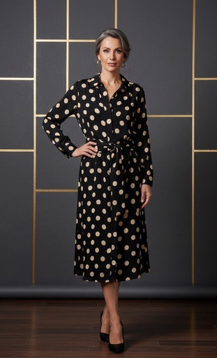 JULIA JORDAN VESTIDO NEGRO PNTS BEIGE ZZJJ41303