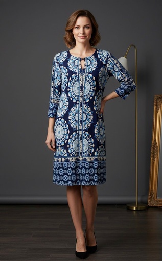 SANDRA DARREN VESTIDO AZUL FLRS BEIGE