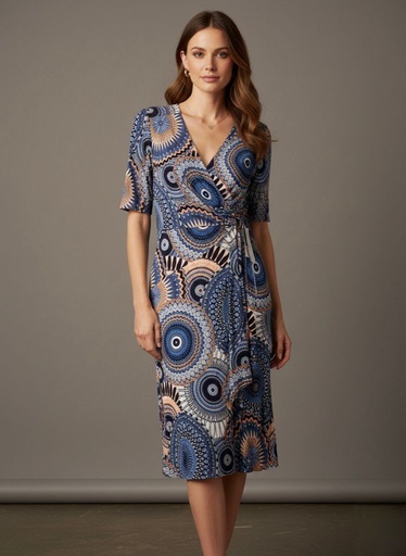 [ZZRB68384] SIGNATURA VESTIDO AZUL ESTAMPADO