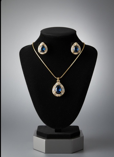 [SET007] SET ARETES-COLLAR OVALADO AZUL TURQUEZA