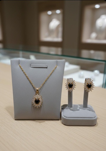 [SET009] SET ARETES-COLLAR CORAZON PLAT-DRD