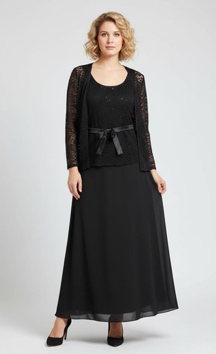 [058075] SANDRA DARREN VESTIDO NEGRO 3pzs