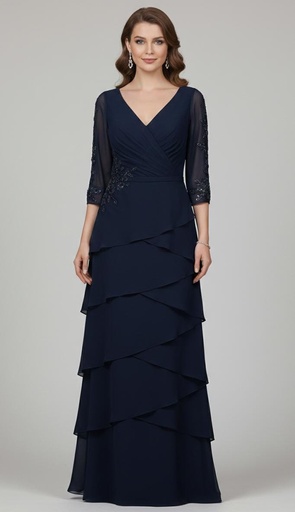 MARSIONI VESTIDO AZUL MARINO BRILLANT MV1168