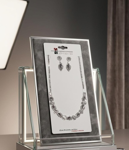 [S19448] CHRISTINA COLLAR-ARETES PLATEADO