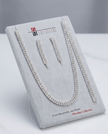 [S20486] CHRISTINA COLLAR-ARETES-PULCERA PLATEADO