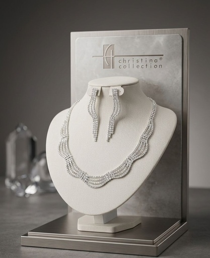 [S20857] CHRISTINA COLLAR-ARETES PLATEADO