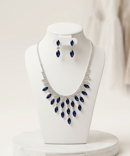 [S20923] CHRISTINA COLLAR-ARETES PLATEAD.AZUL M