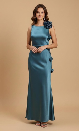 MANIJU VESTIDO CELESTE FLRS UN2486