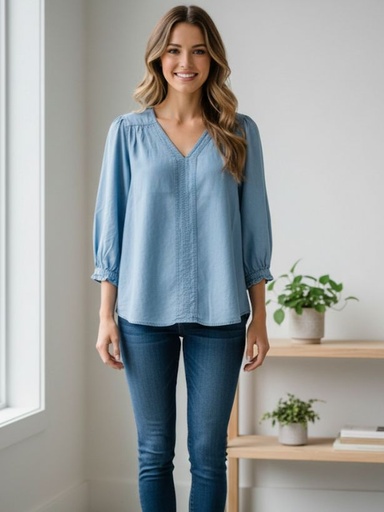 ZAC&RACHEL BLUSA AZUL JEANS ST813248I