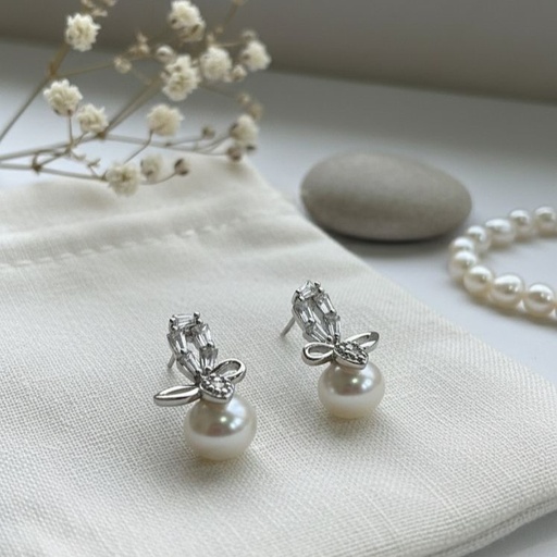 [AE0242] ARETES ENCHAPE GOTAS BRILLANTE