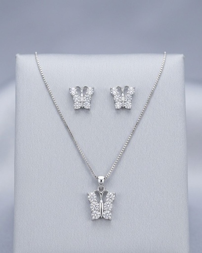 [SETP05] SET PLATA ARETES- CADENA MARIPOSA 9.25