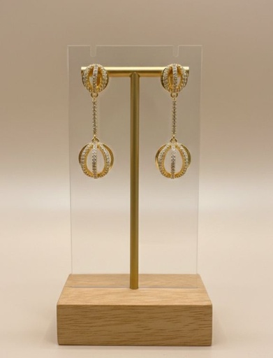 [AE0372] ARETES ENCHAPE COLGANTE DRD BRILLA