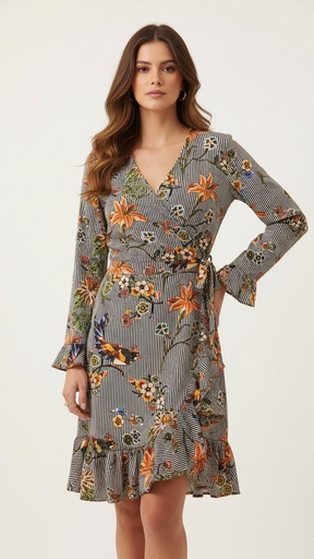 [VC00X70] GRYFFLIN VESTIDO RAYAS FLRS PAJARO 15239