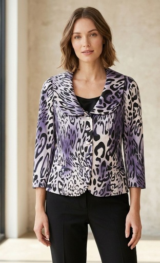 [641224092732] MAGGY BOUTIQUE BLAZER TIGRIADO MORADO LILA