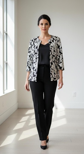 [396479] ALEX BLAZER NEGRO FLRS BLANCO