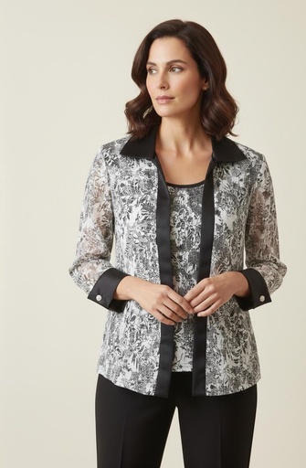 [1505] R&M RICHARDS BLUSA NEGRO-BLC FLRS