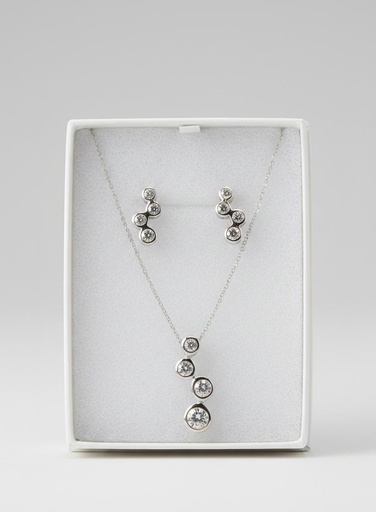 [SETP01] SET PLATA ARETES-CADENA PIEDRAS