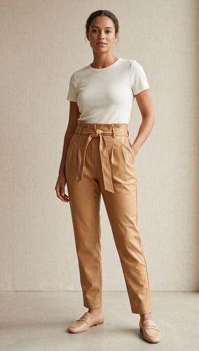 [Y20546] DO+BE PANTALON DE CUERINA BEIGE Y20546